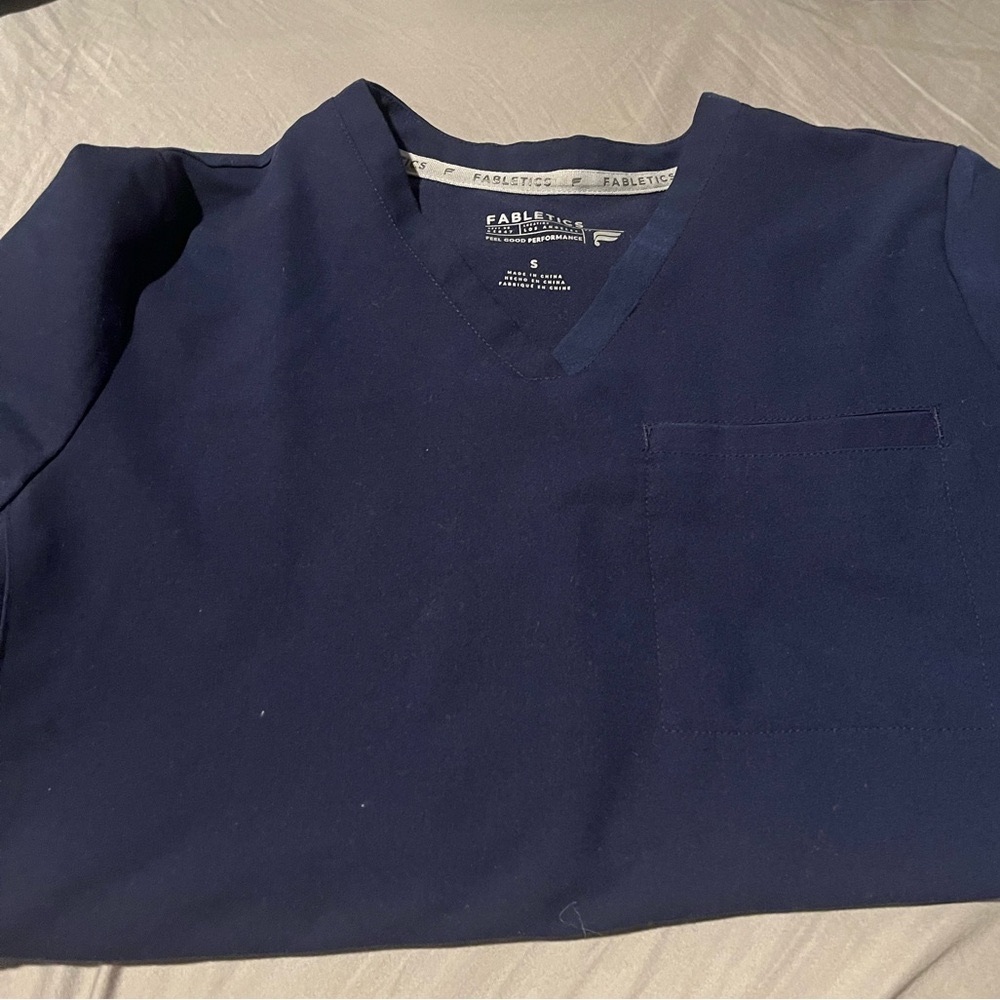 Fabletics Deep Blue V-Neck Scrub Top